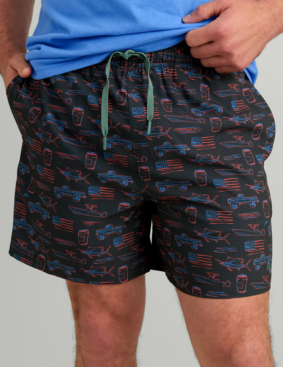 Huk KC Pursuit Volley Swim Short in Sea Storm Americana