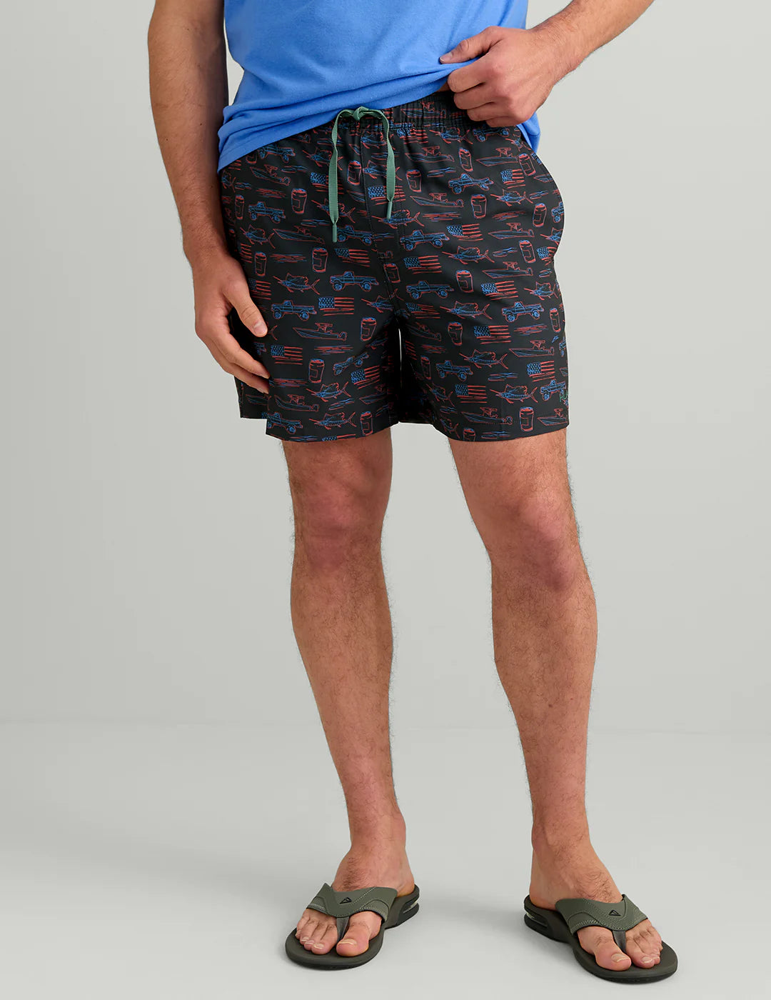 Huk KC Pursuit Volley Swim Short in Sea Storm Americana