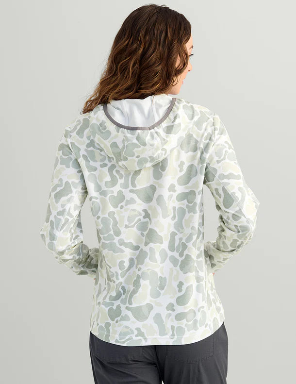 Huk Womens Coldfront+ Hoodie in KC White Camo