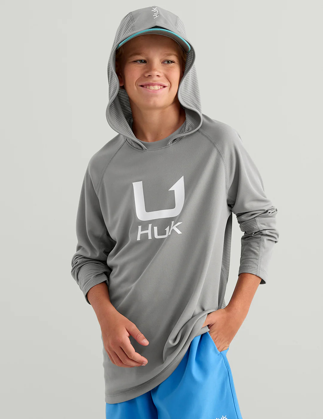 Huk Kids Icon Performance Hoodie in Sharkskin