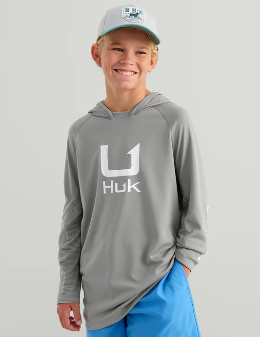 Huk Kids Icon Performance Hoodie in Sharkskin