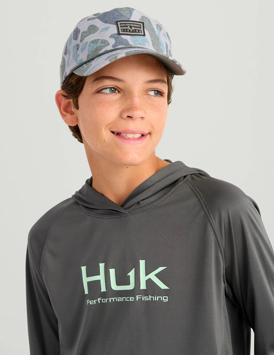 Kids Glow Pursuit Performance Hoodie in Volcanic Ash
