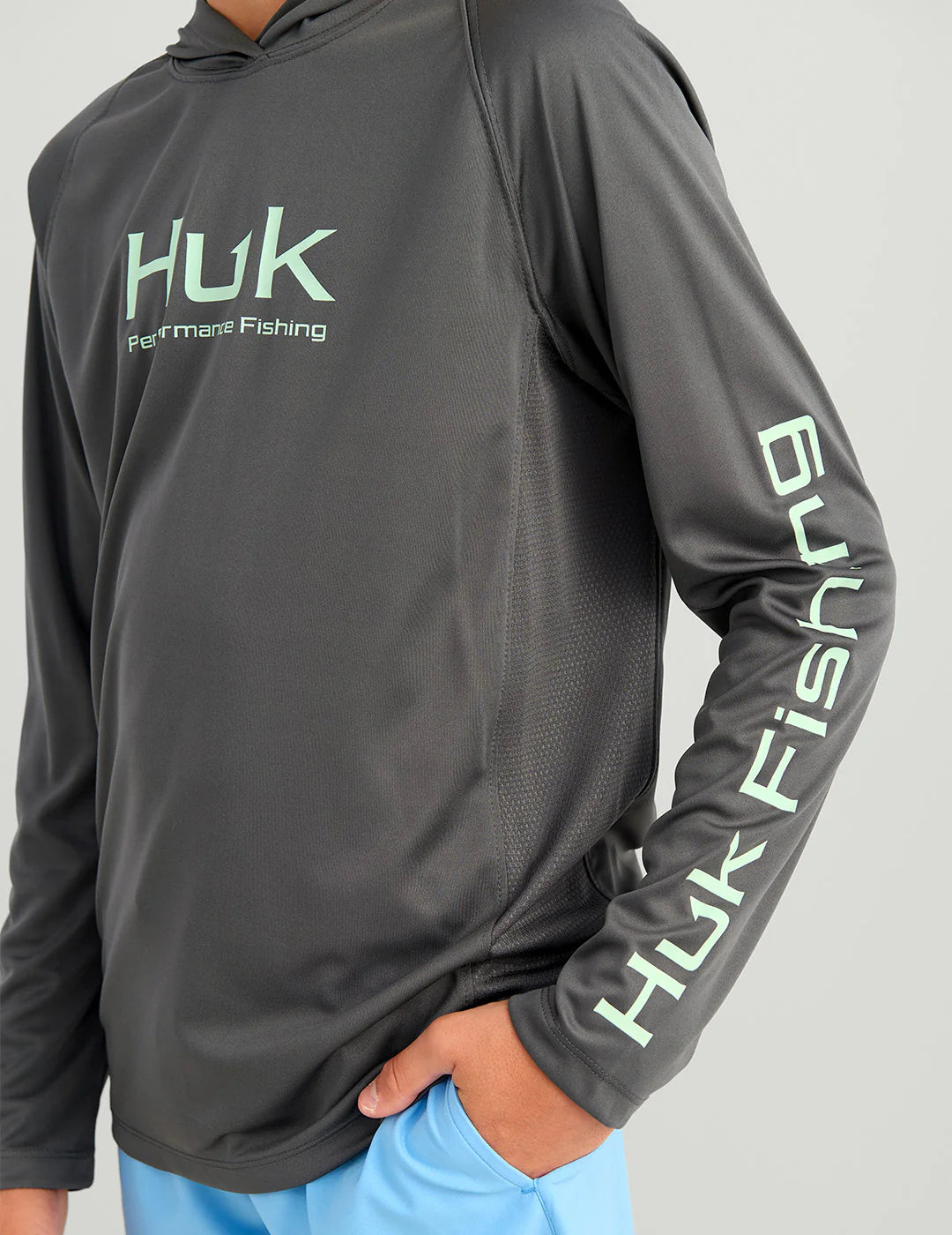 Kids Glow Pursuit Performance Hoodie in Volcanic Ash