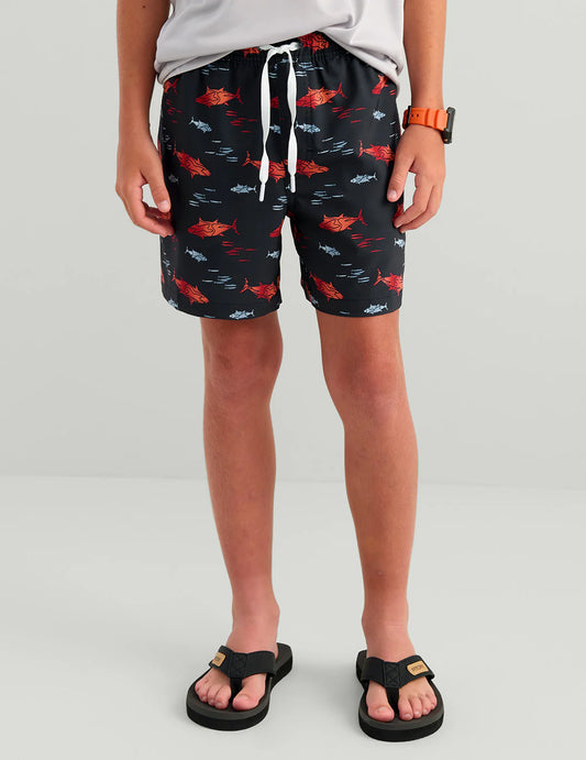 Huk Kids Pursuit Volley Swim Short in Sea Storm Tuna School