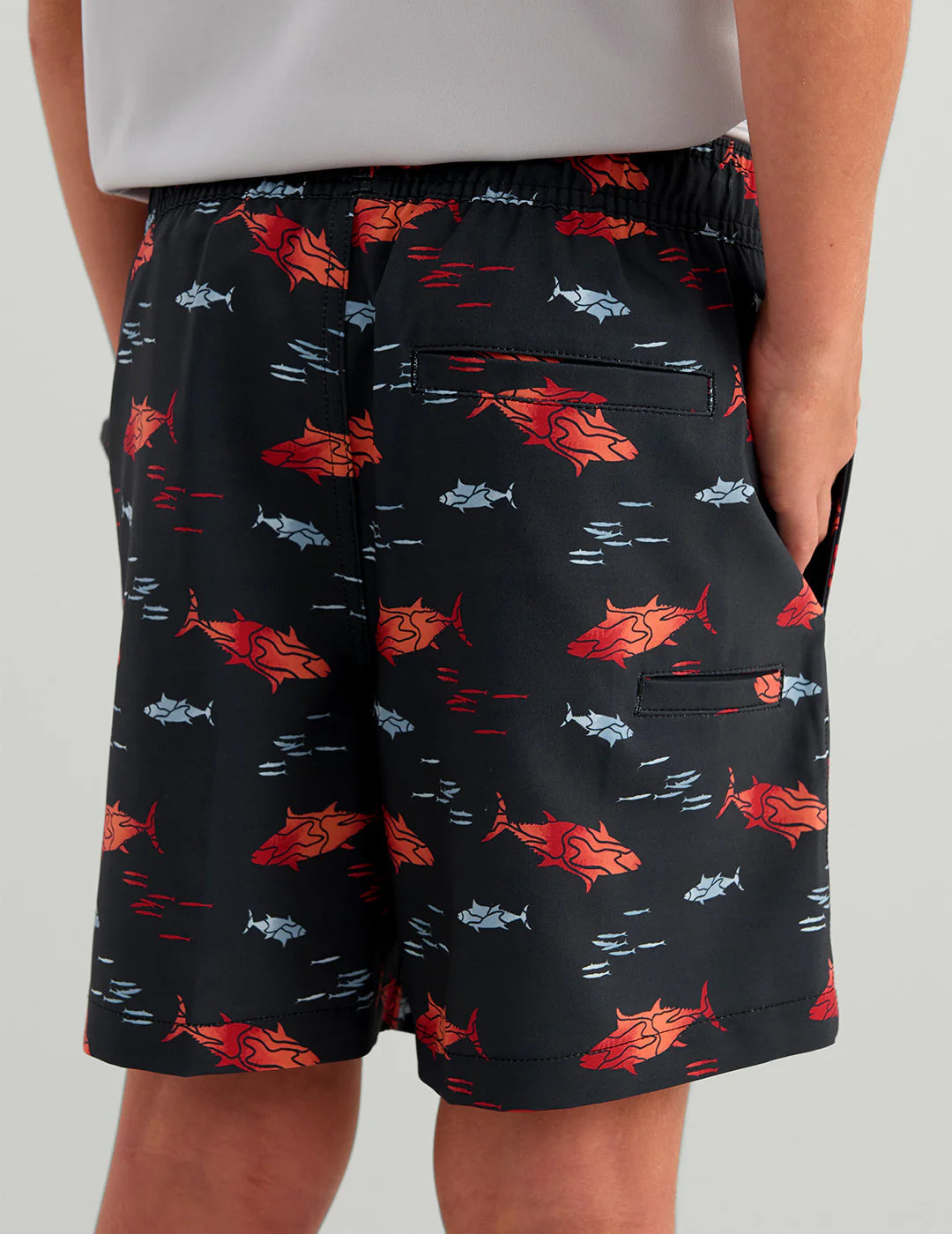 Huk Kids Pursuit Volley Swim Short in Sea Storm Tuna School