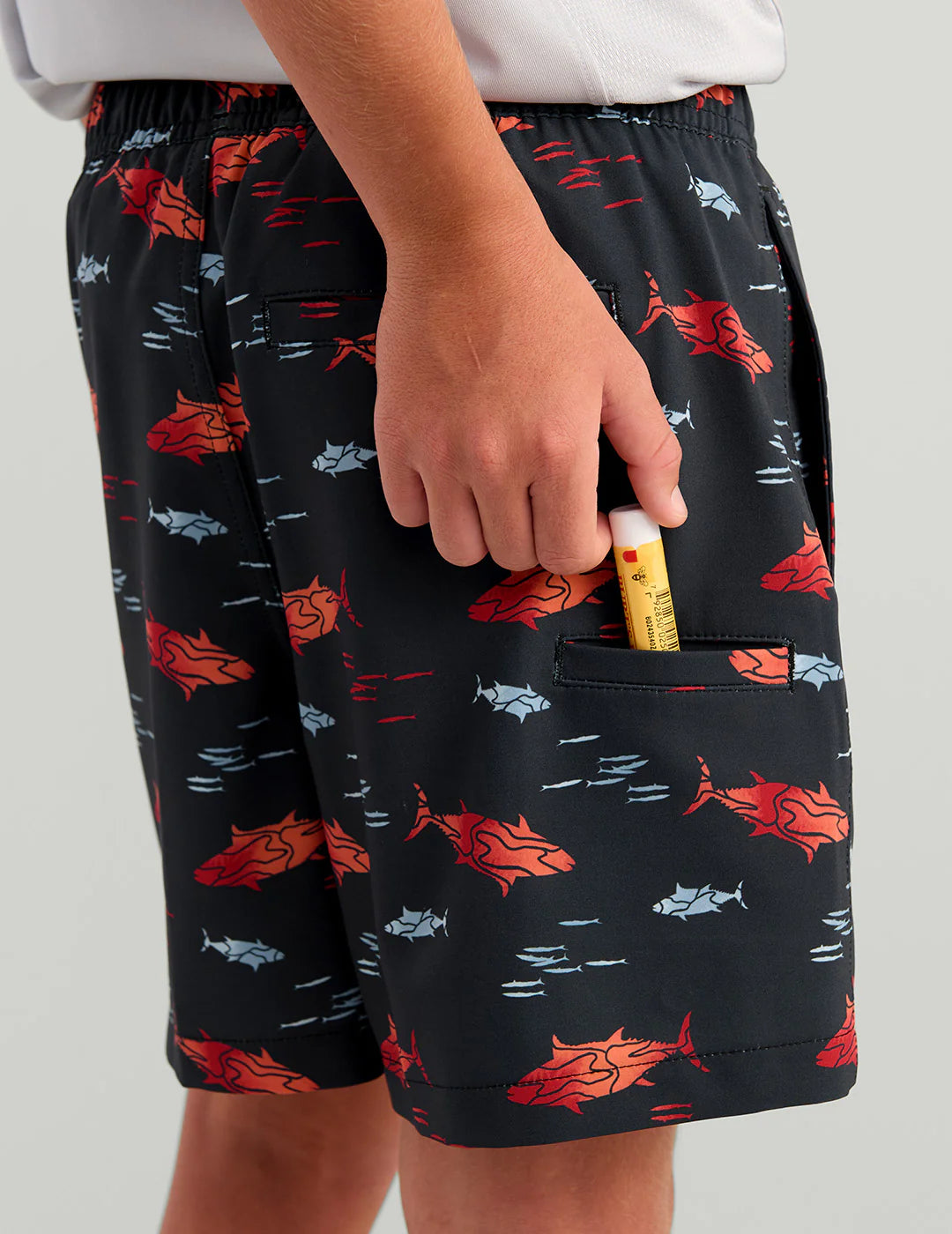 Huk Kids Pursuit Volley Swim Short in Sea Storm Tuna School
