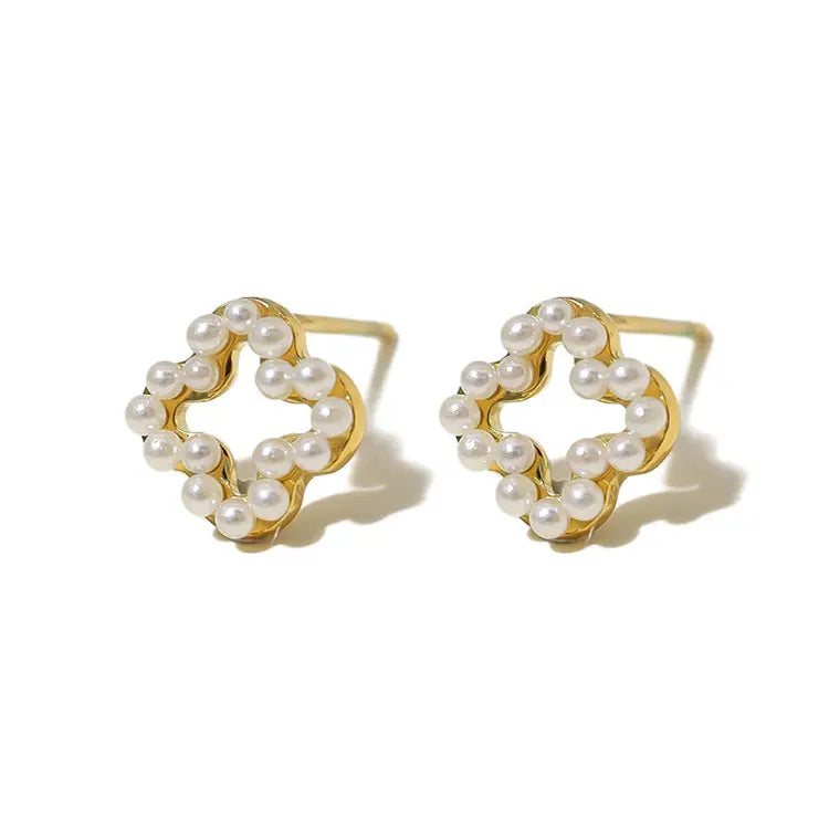 Linny Co Talia Clover Pearl Stud Earrings