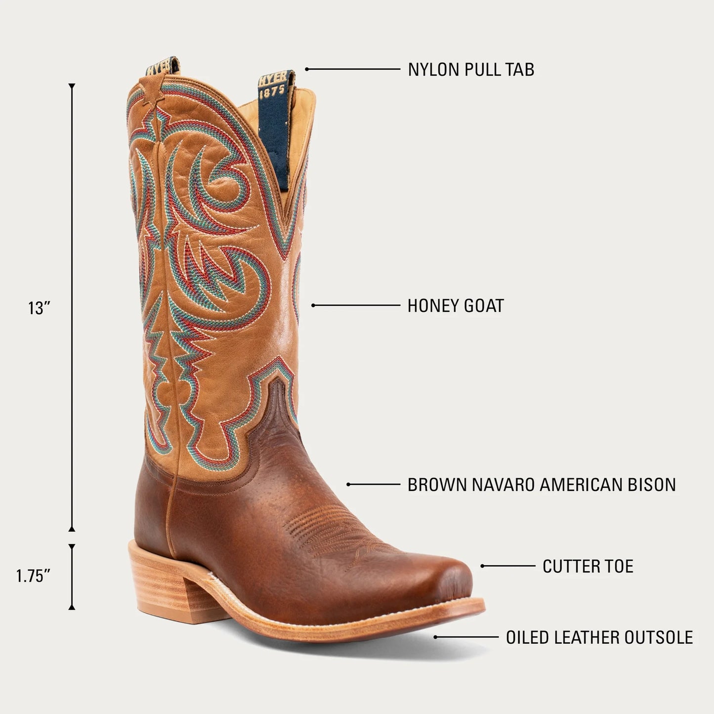 Hyer Men's Hays Brown Bison Cowboy Boot