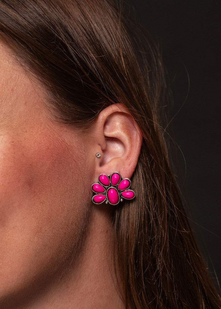 West & Co. Pink Half Flower Post Earring