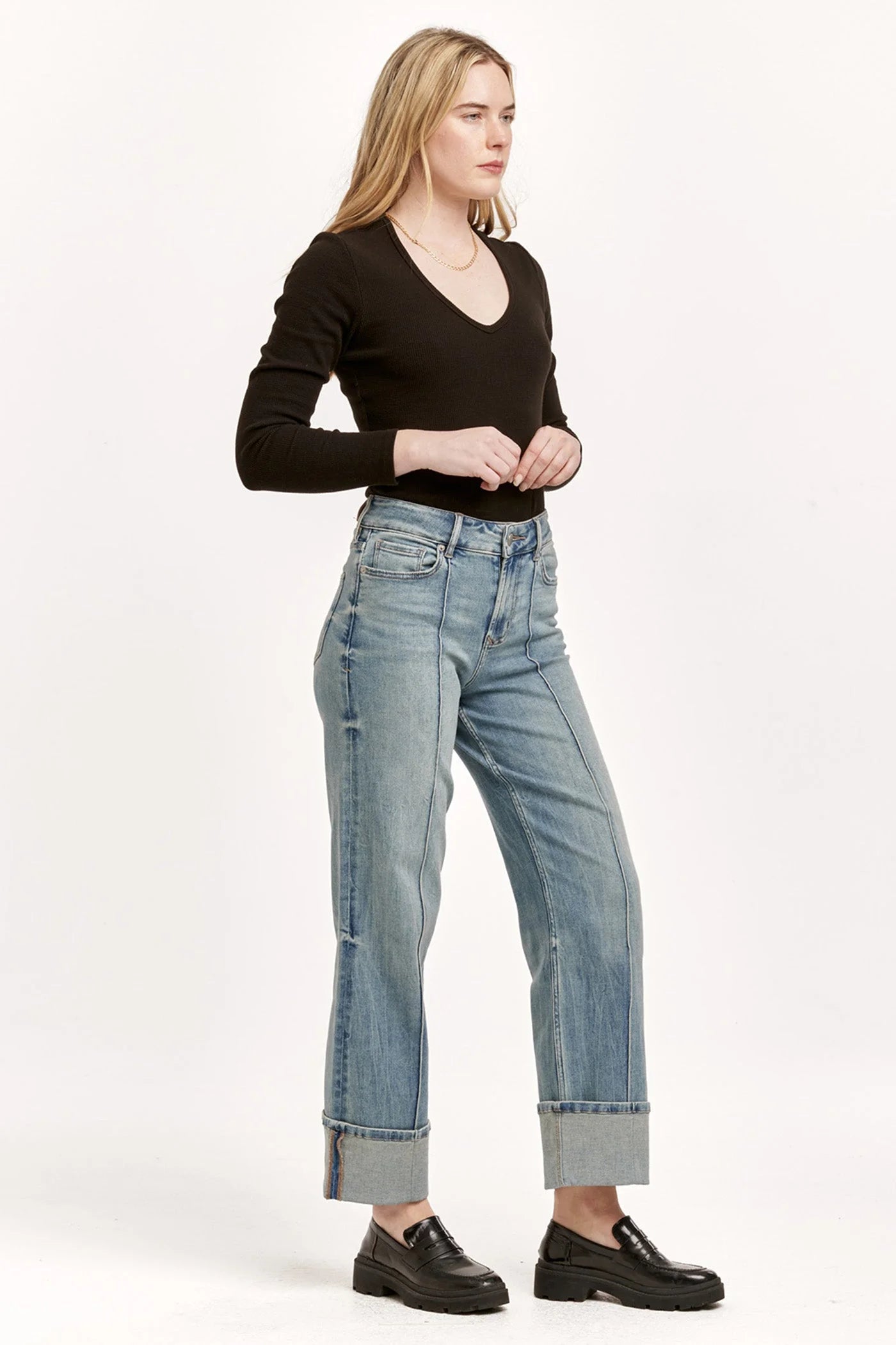 Dear John Denim Holly Super High Rise Cuffed Straight Jeans in Pioneer Valley