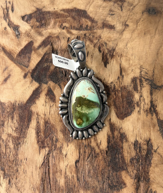 Natural Green Turquoise Statement Pendant