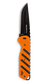 Orange and black Outdoor Edge brand folding knife on a white background