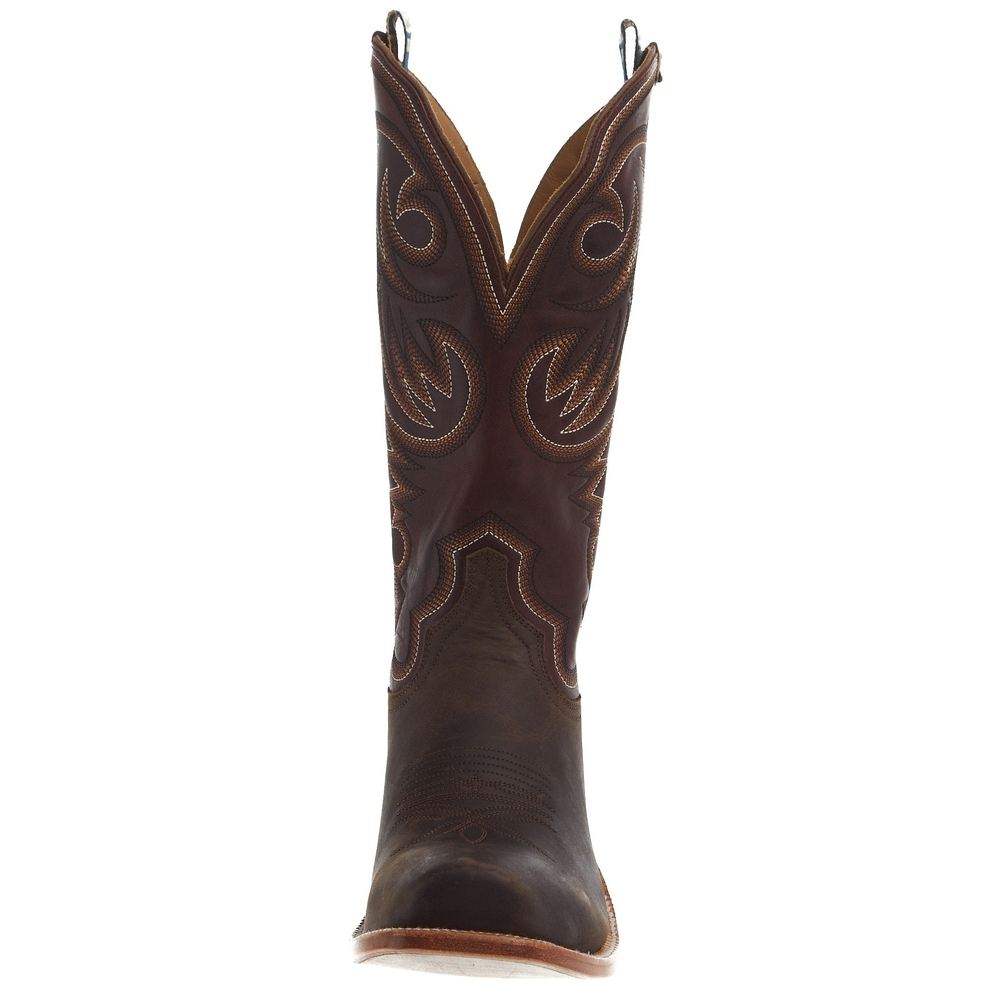 Hyer Men's Hays Bay Brown and Rust Vintage Punchy Square Toe Cowboy Boots