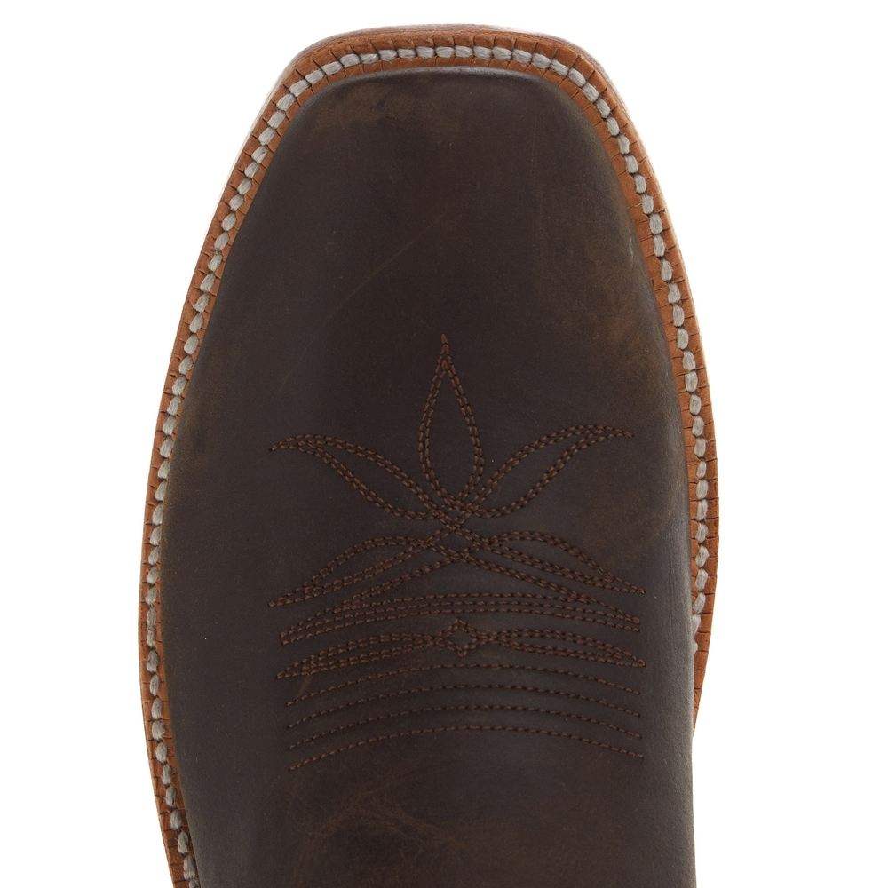 Hyer Men's Hays Bay Brown and Rust Vintage Punchy Square Toe Cowboy Boots