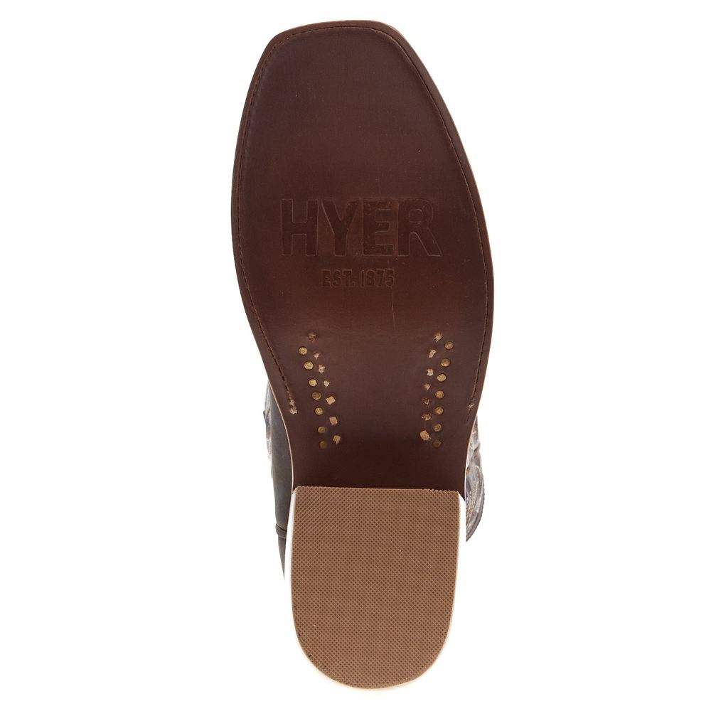 Hyer Men's Hays Bay Brown and Rust Vintage Punchy Square Toe Cowboy Boots