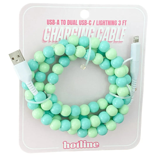Green Beaded Charging Cable