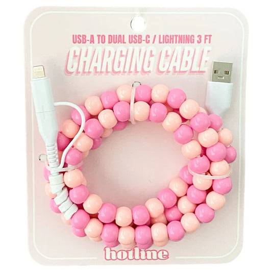 Pink Beaded Charging Cables