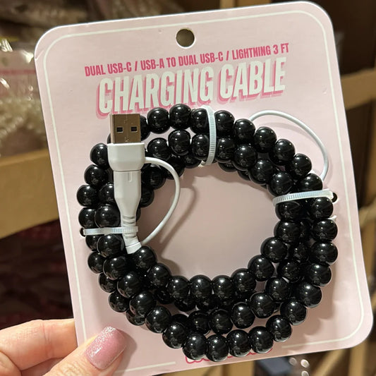Black Beaded Charging Cable