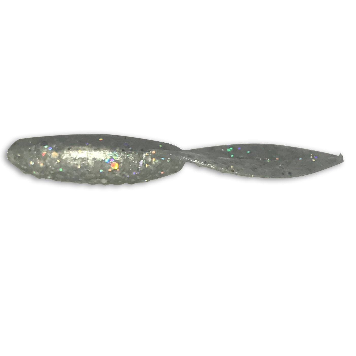 Fishing lure with glittery surface on a white background