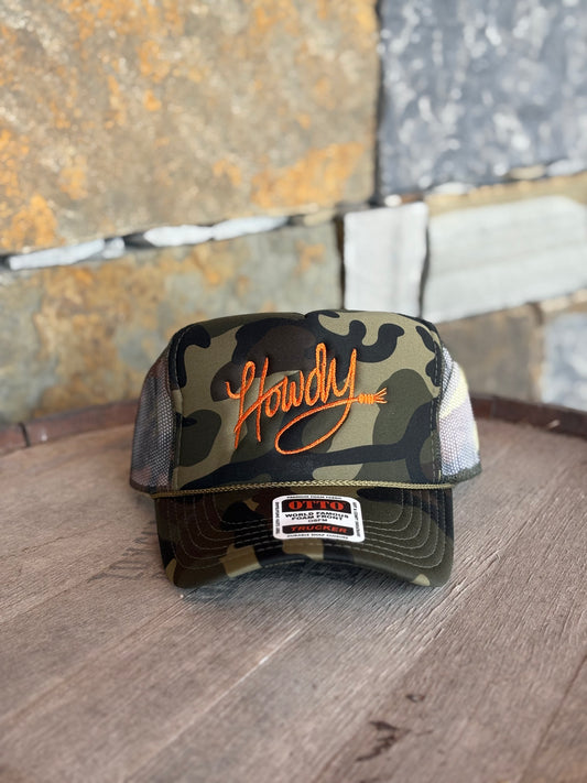 Embroidered Howdy Rope Camo Cap