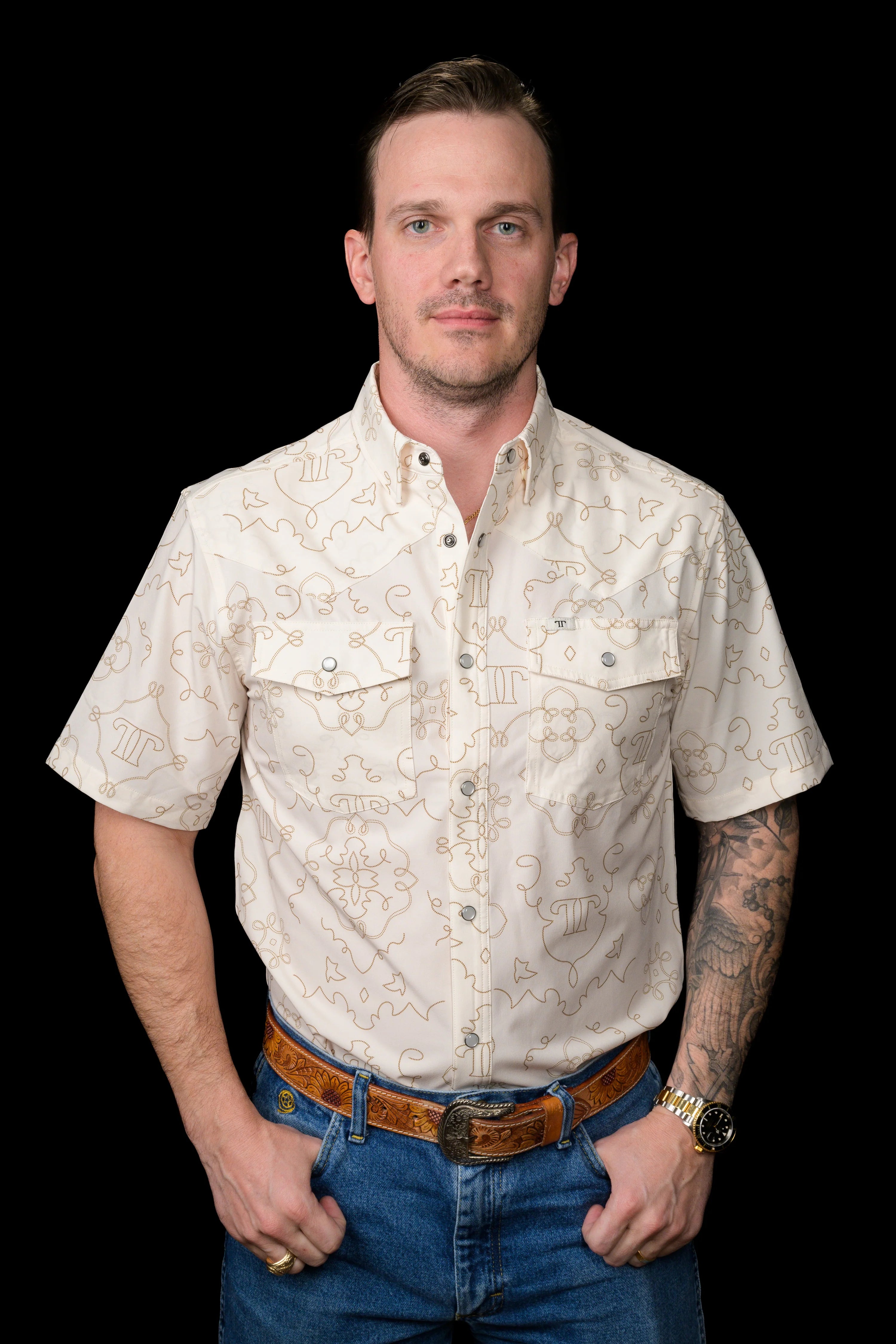 Ferrell The Carson Short Sleeve Snap in Beige – Cowboy Headquarters