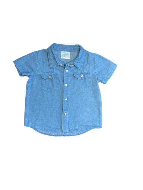 Shea Baby Toddler Light Denim Short Sleeve Pearl Snap Shirt