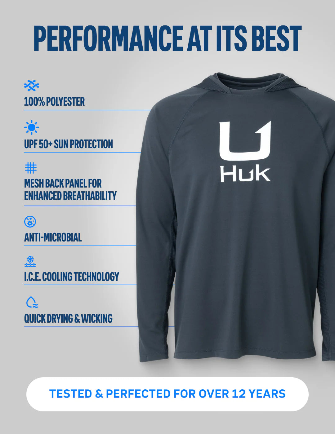 Huk Icon Performance Hoodie in Sea Storm