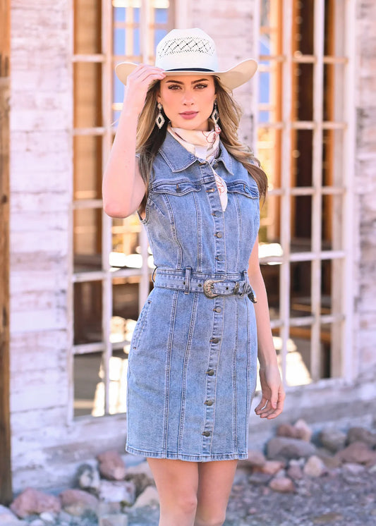 Rock & Roll Denim Sleeveless Denim Dress