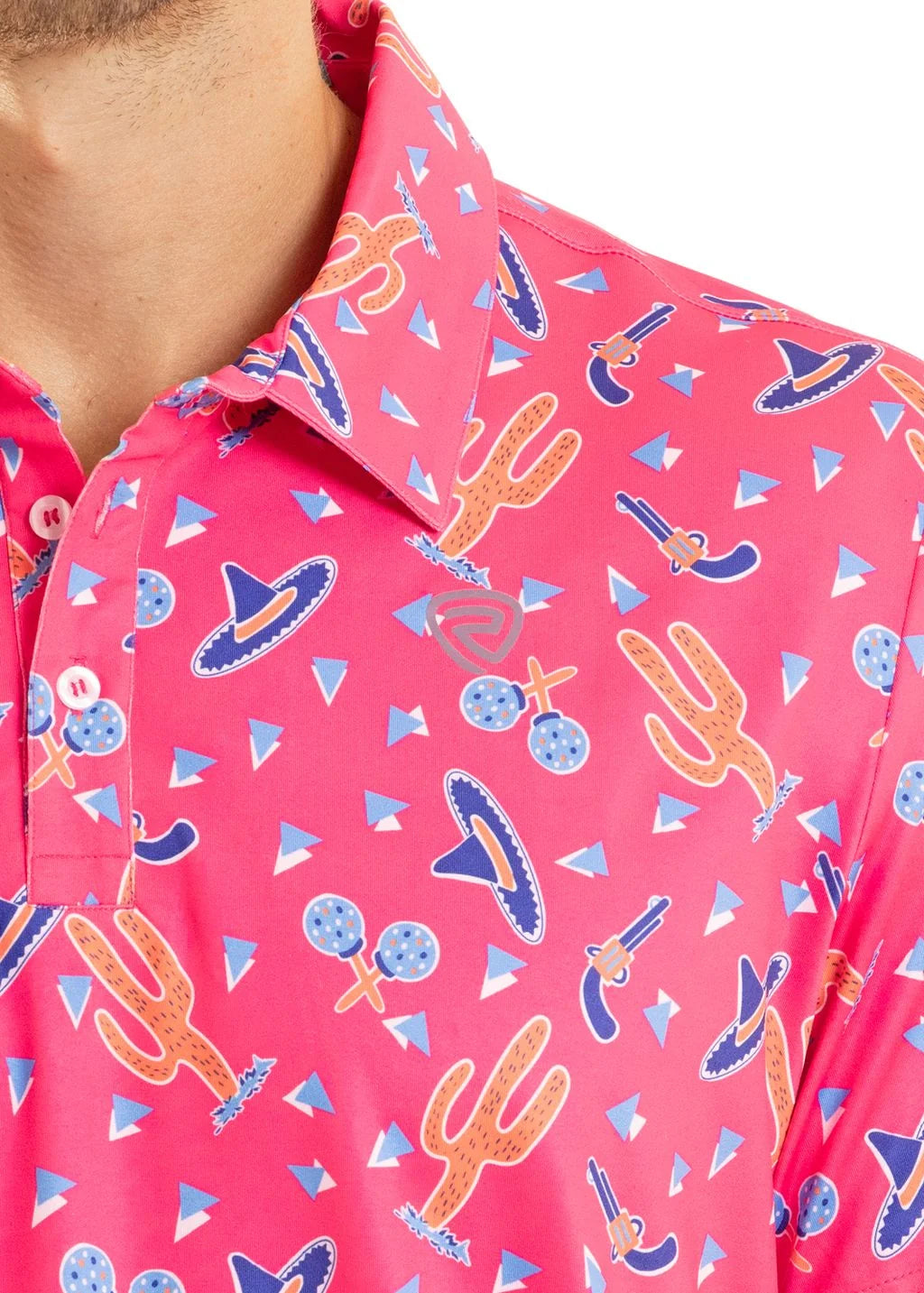 Rock & Roll Denim Fiesta Print Polo