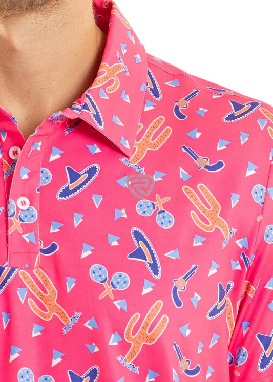 Rock & Roll Denim Fiesta Print Polo