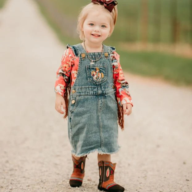 Shea Baby Cowgirl Denim Overall Dress