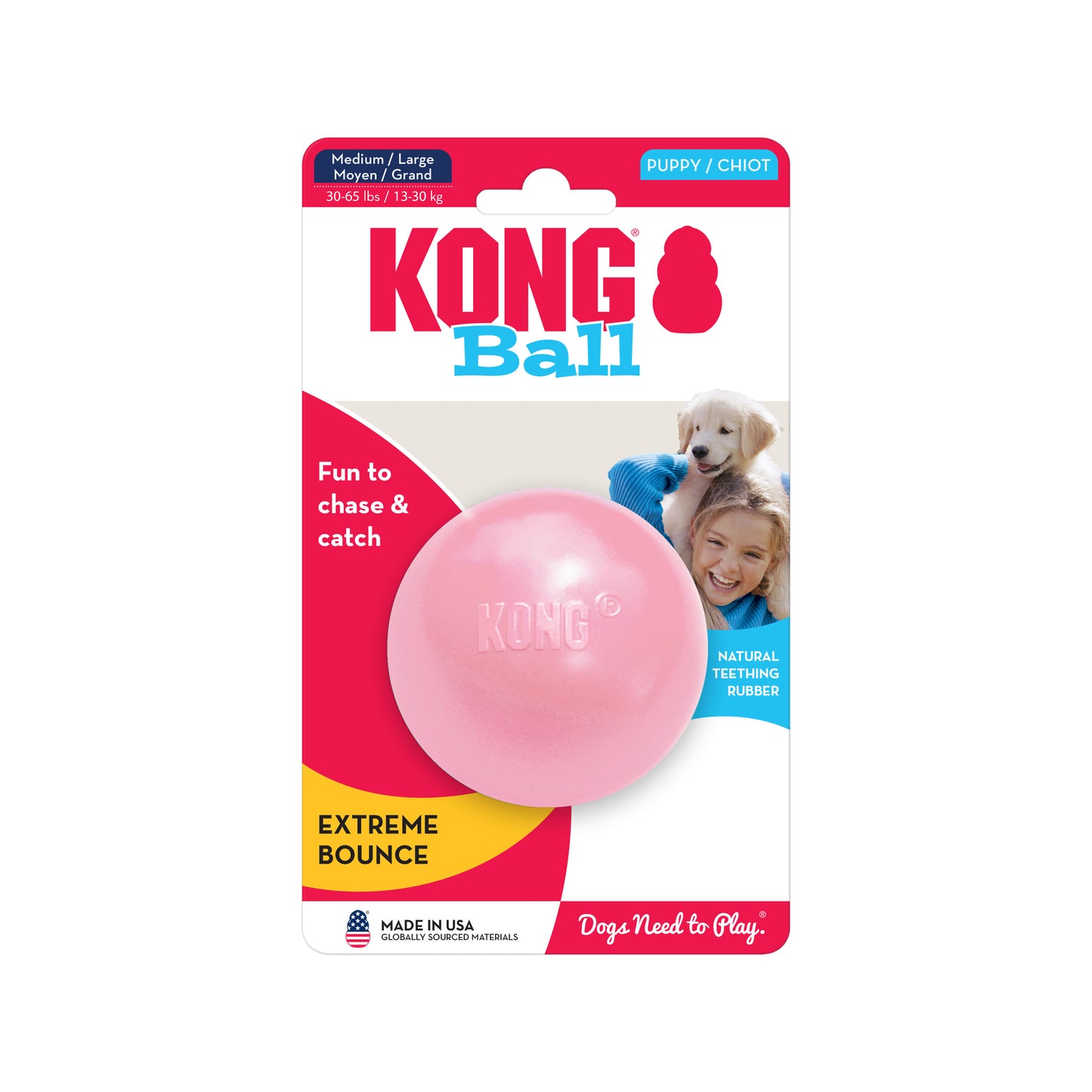 Kong Puppy Ball with Hole - Medium/ Large