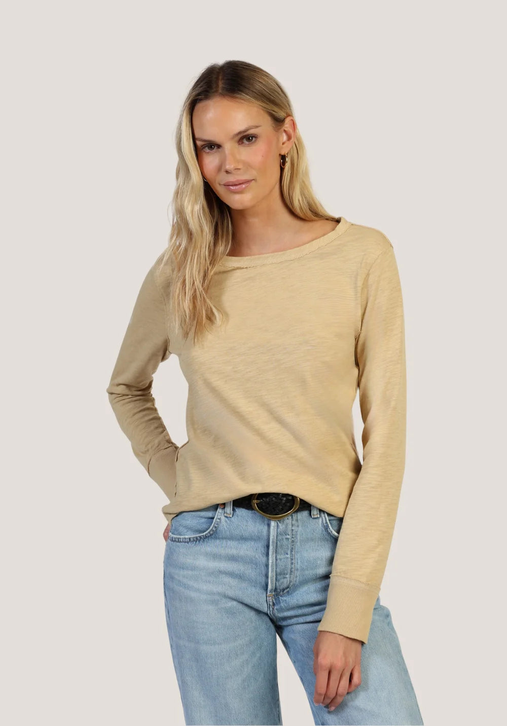 Dylan Long Sleeve Vintage Tee in Butter