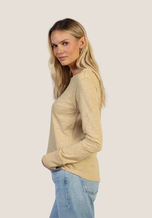 Dylan Long Sleeve Vintage Tee in Butter