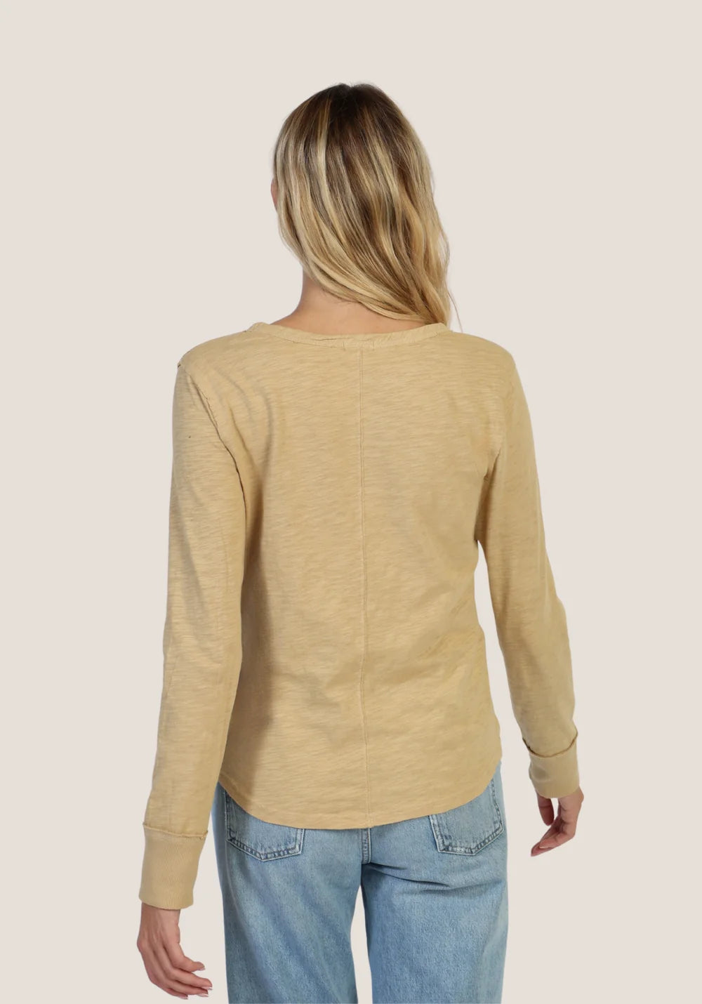 Dylan Long Sleeve Vintage Tee in Butter