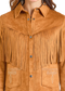 Panhandle Slim Camel Micro Suede Fringe Jacket with Boot Stitch Embroidery