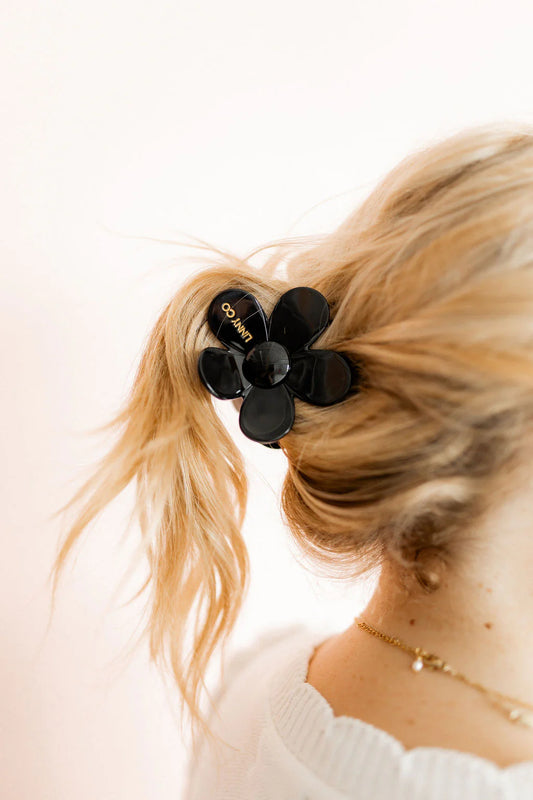 Linny Co Gigi True Black Flower Hair Clip