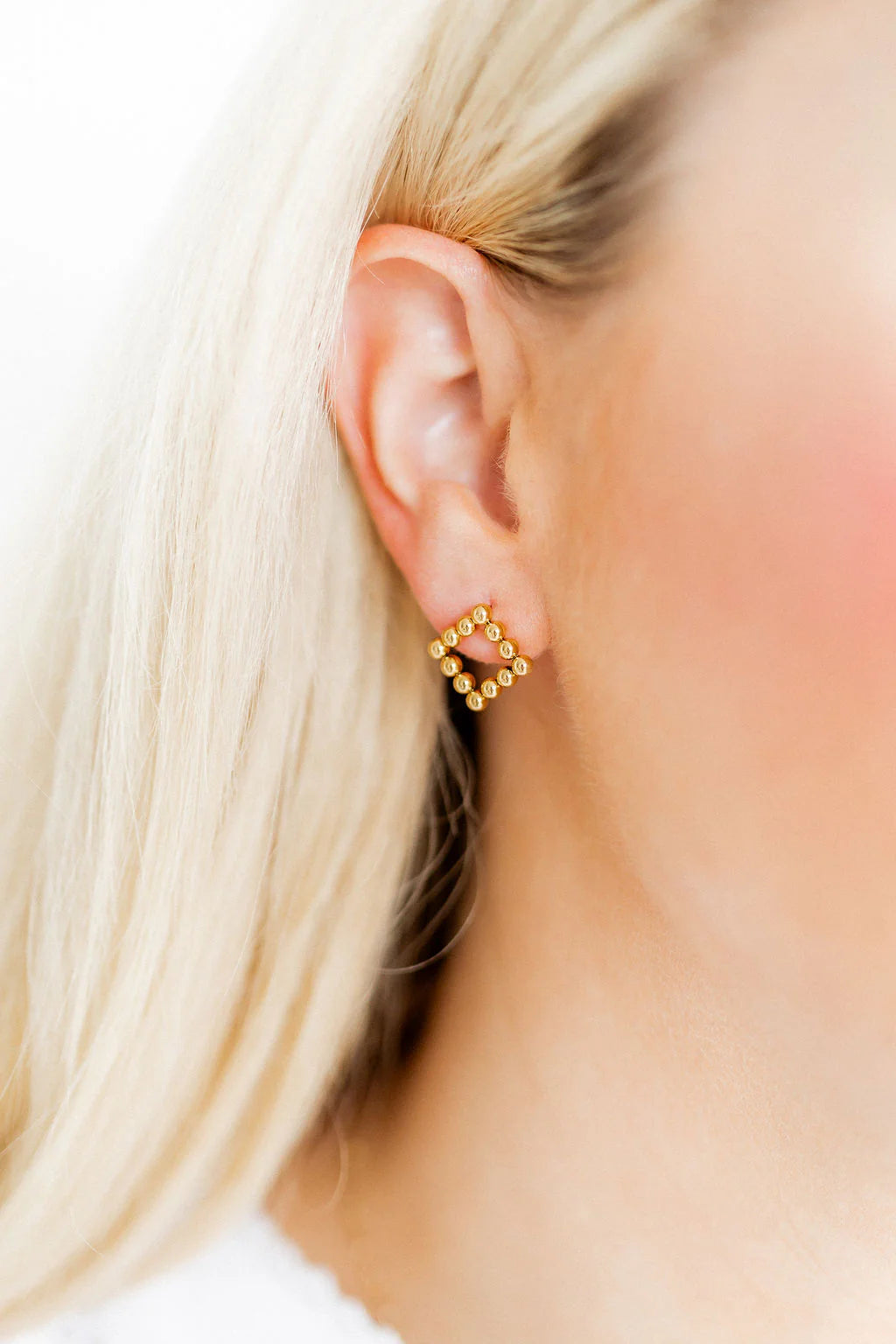 Linny Co Wyatt Small Square Gold Bead Earrings