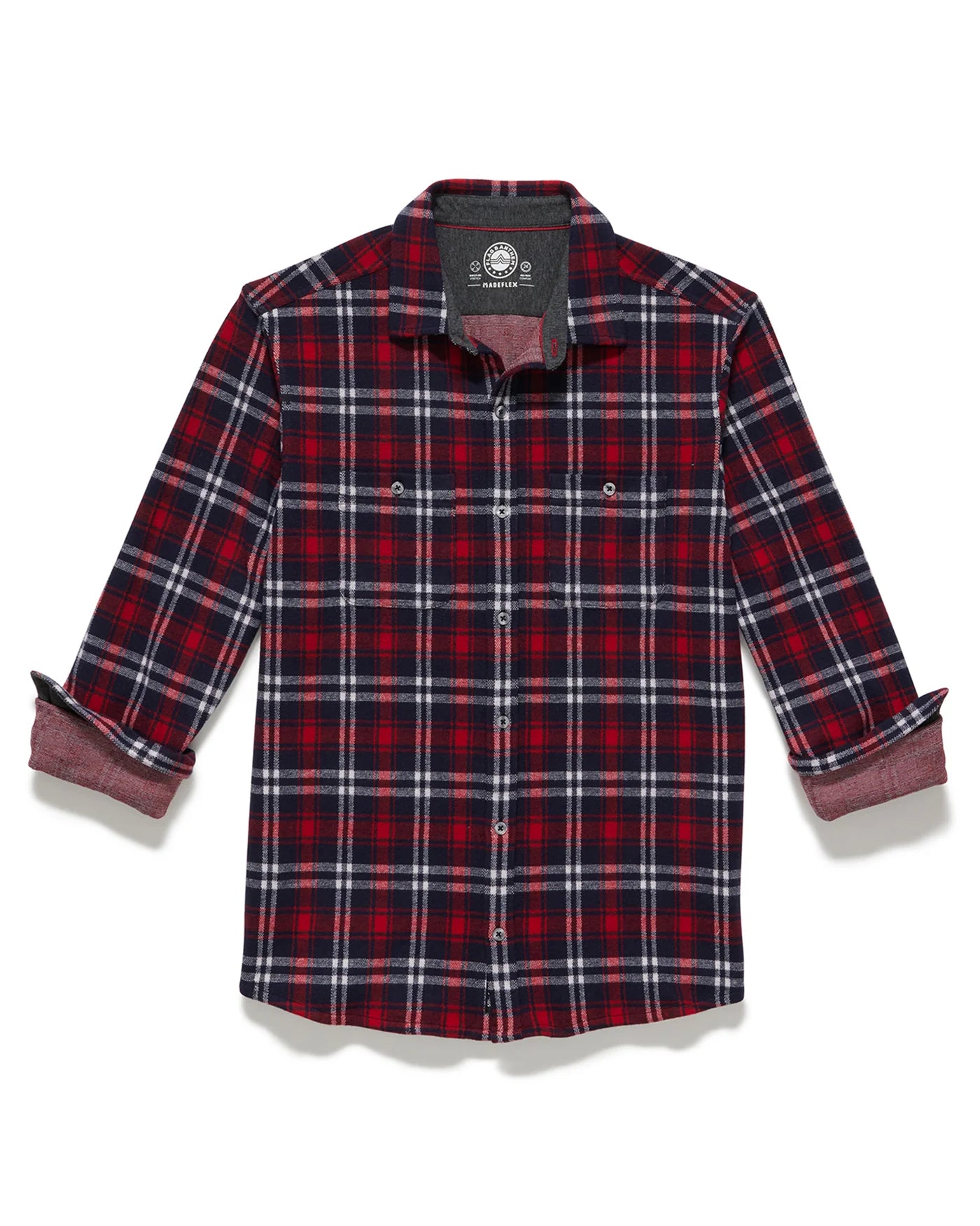 Flag & Anthem Madeflex Hero Stretch Flannel Shirt in Navy/Red