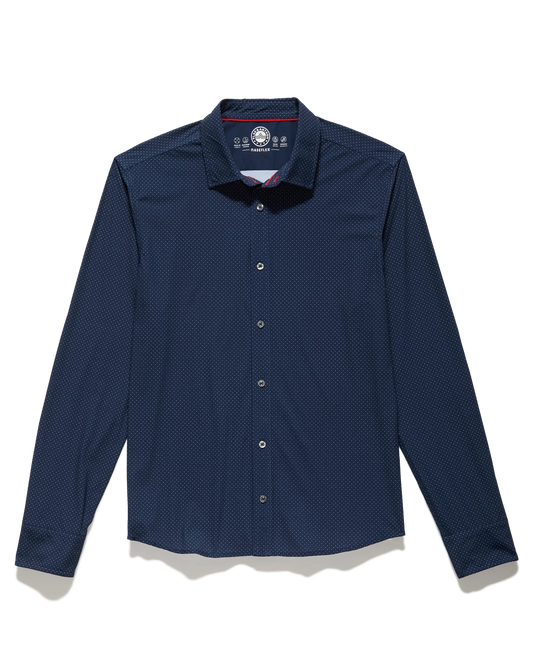 Flag & Anthem Madeflex Journey Stretch Shirt in Navy Dot