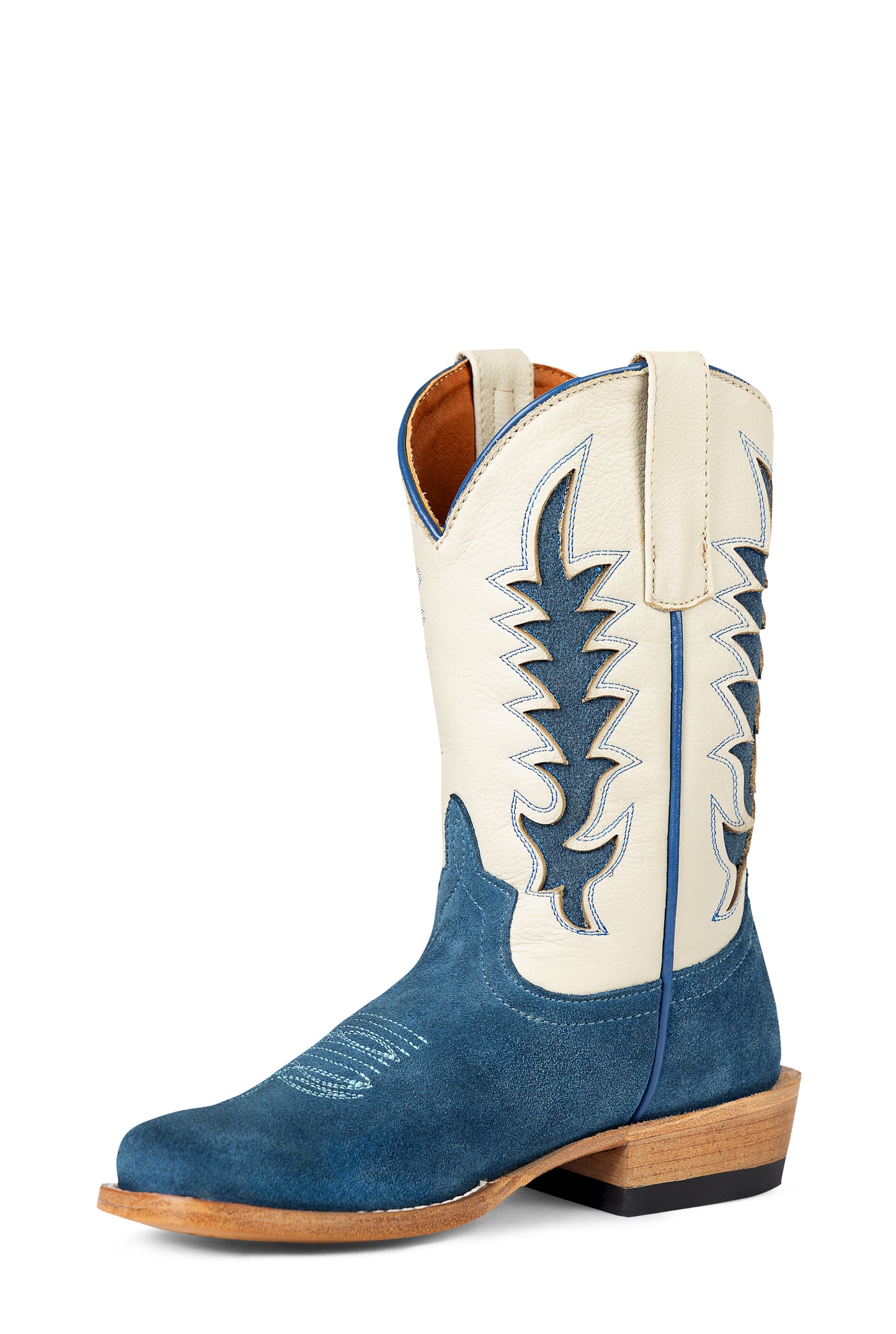 Macie Bean Kids Blue Suede and Cream Mercedes Boots