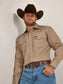Wrangler Cowboy Cut Firm Finish Long Sleeve Work Shirt in Khaki