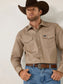 Wrangler Cowboy Cut Firm Finish Long Sleeve Work Shirt in Khaki