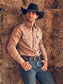 Wrangler Cowboy Cut Firm Finish Long Sleeve Work Shirt in Khaki