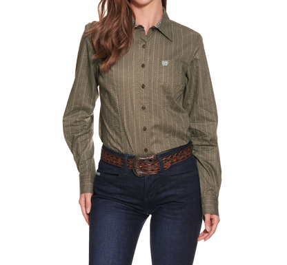 Cinch Womens Stripe Long Sleeve Western Shirt