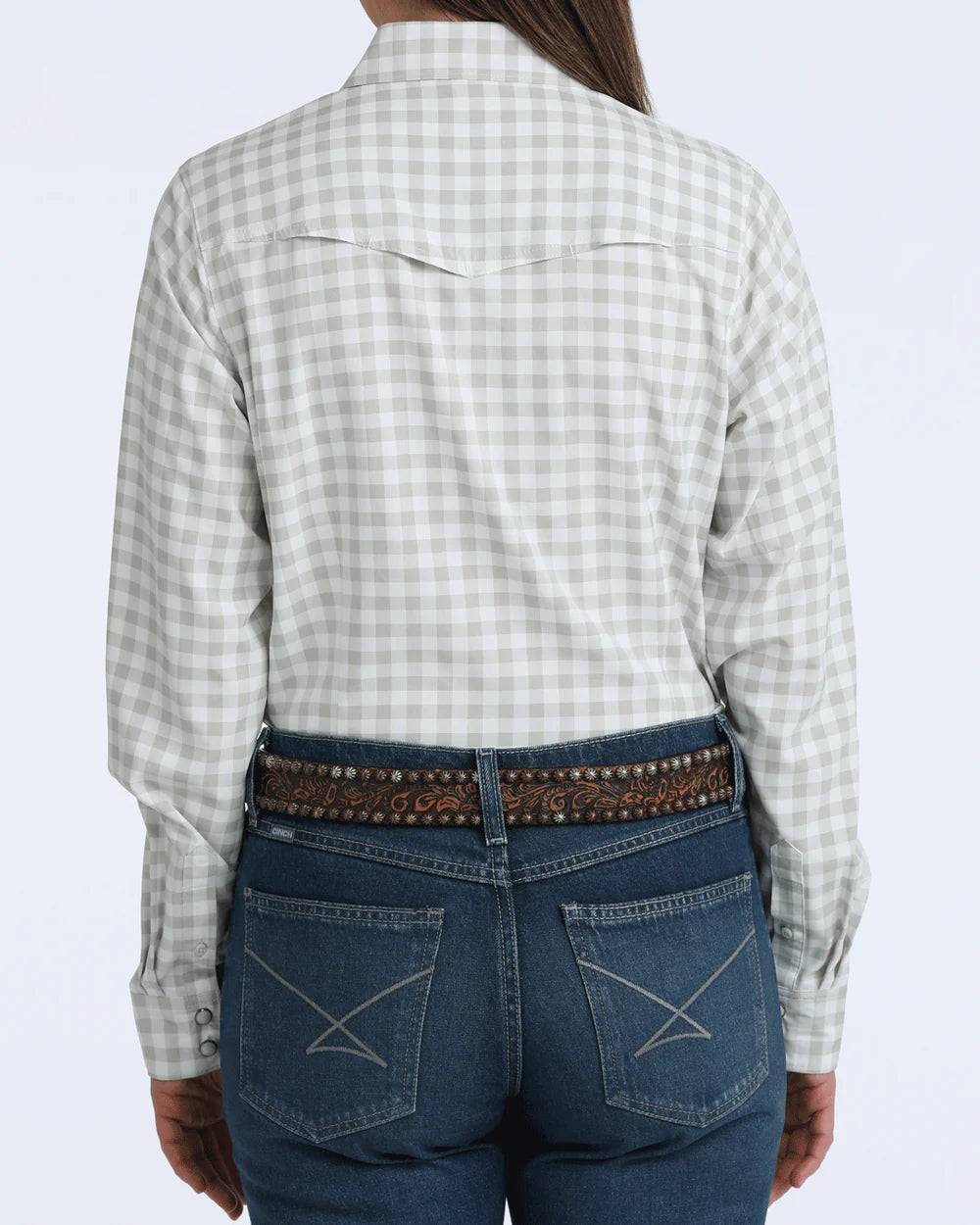 Cinch Women’s Arenaflex Snap Front Western Shirt in White Plaid