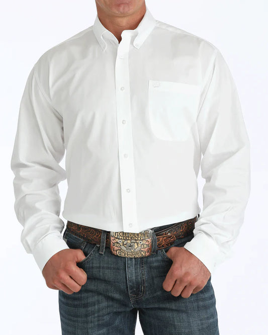 Cinch Solid White Button-Down Western Shirt