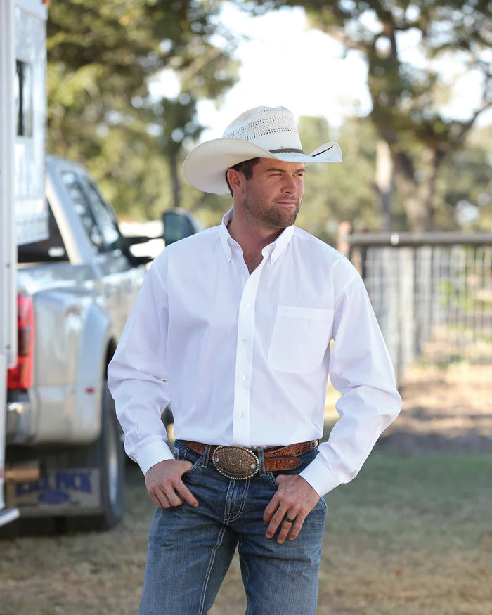 Cinch Solid White Button-Down Western Shirt