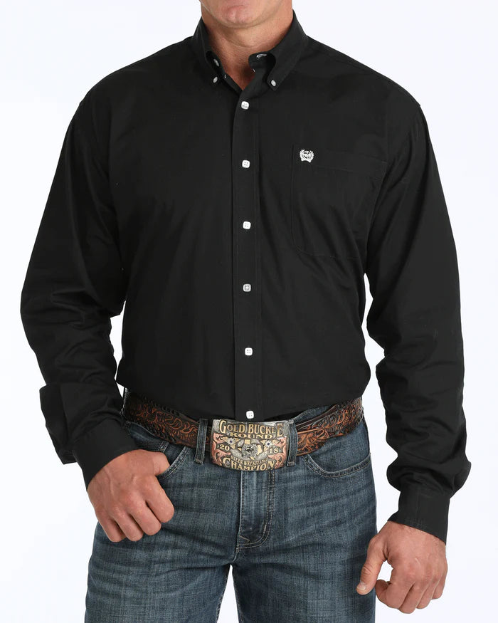 Cinch Solid Black Button-Down Western Shirt