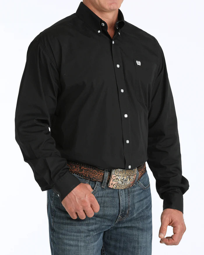 Cinch Solid Black Button-Down Western Shirt
